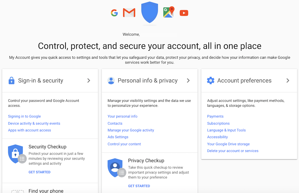 Manage Privacy Settings on Google