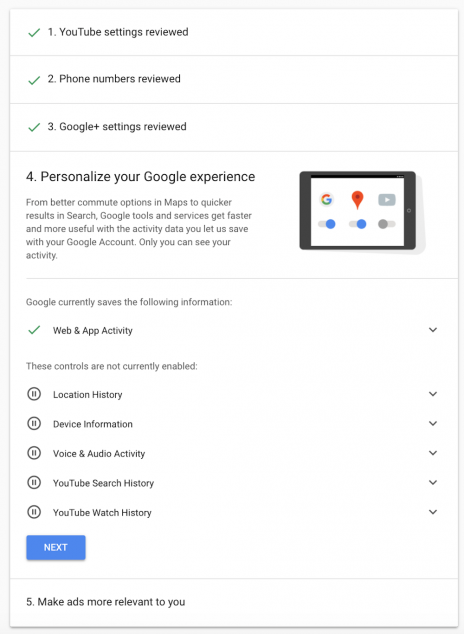 Manage Privacy Settings on Google